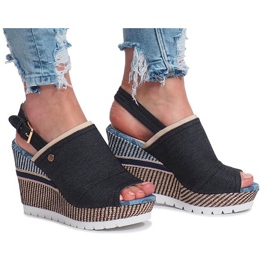 Sandálias jeans mulanka pretas com cunha preto 1