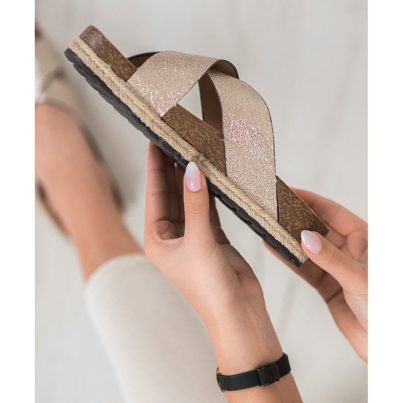 Goodin Chinelos dourados confortáveis 2