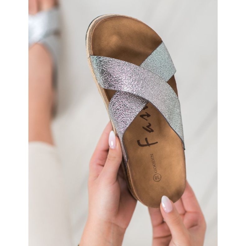 Goodin Chinelos prateados confortáveis cinza 2