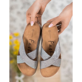 Goodin Chinelos prateados confortáveis cinza 1