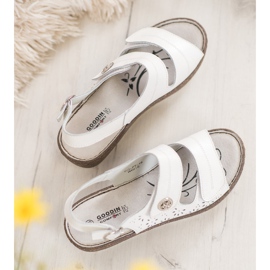 Goodin Sandálias de couro com cunha branco 2