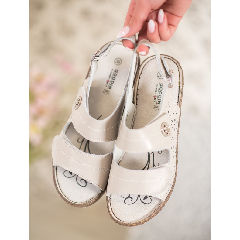 Goodin Sandálias de couro com cunha castanho 1