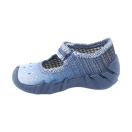 Calçados infantis Befado com zircões 109P186 azul cinza 2