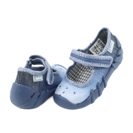 Calçados infantis Befado com zircões 109P186 azul cinza 4