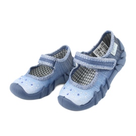 Calçados infantis Befado com zircões 109P186 azul cinza 3