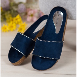 Goodin Chinelos de camurça azul marinho 1