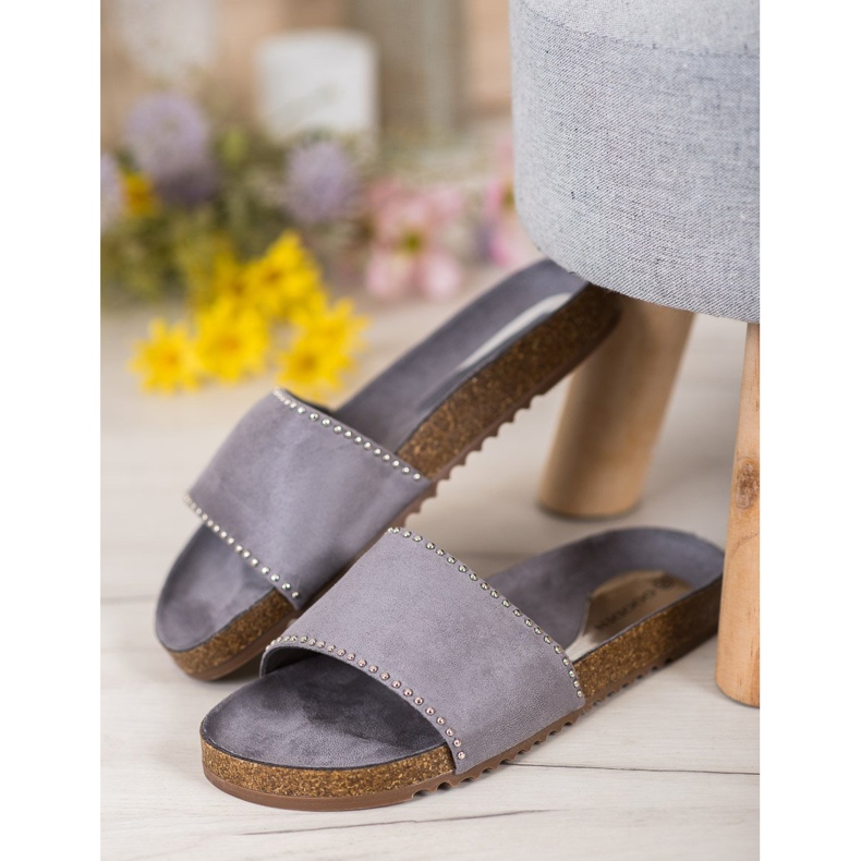 Goodin Chinelos de camurça cinza 1