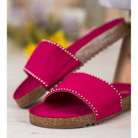 Goodin Chinelos de camurça rosa 1