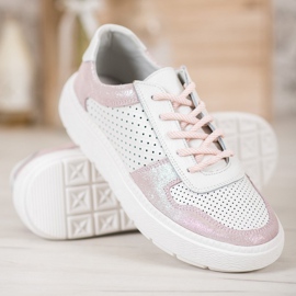 Goodin Sapatos de brocado de couro branco 1