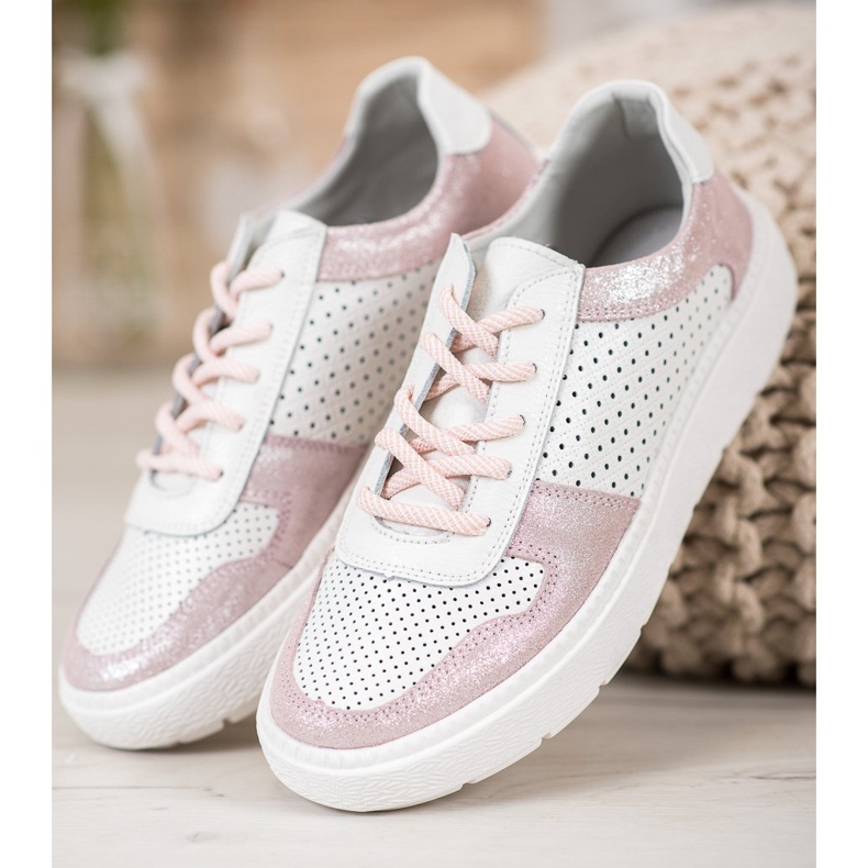 Goodin Sapatos de brocado de couro branco 2