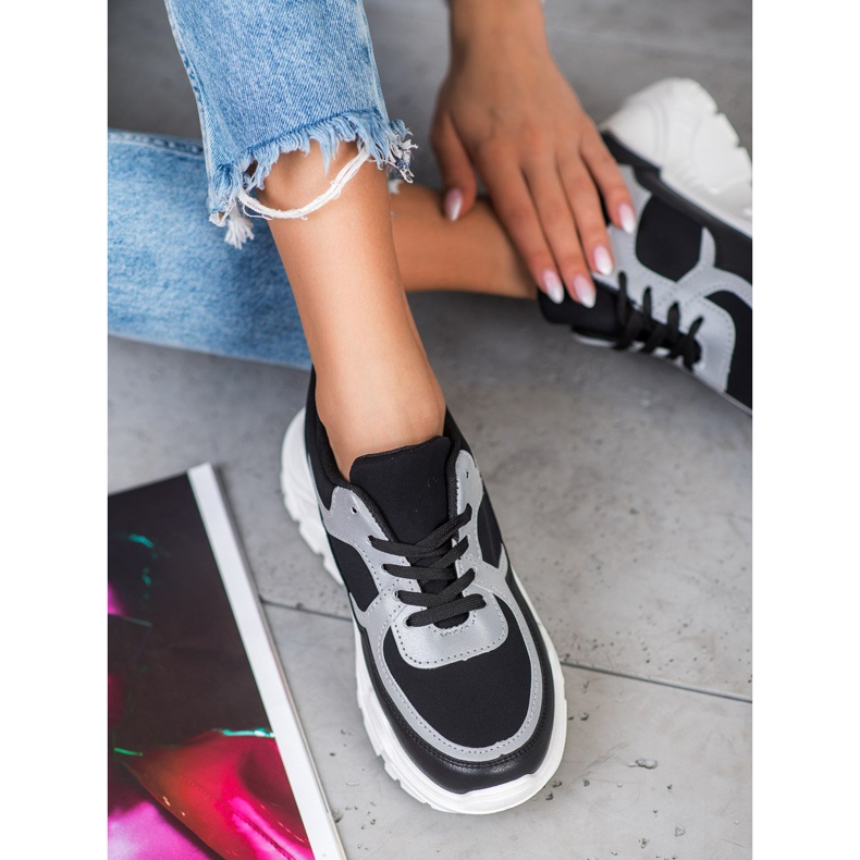 SHELOVET Tênis estilosos branco preto 1