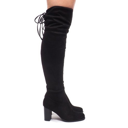 Botas de camurça em um poste AB02-55 Preto 2