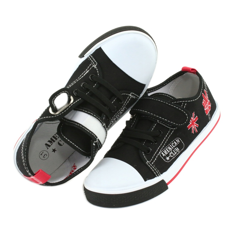 Tênis de velcro American Club TEN10 preto vermelho 4