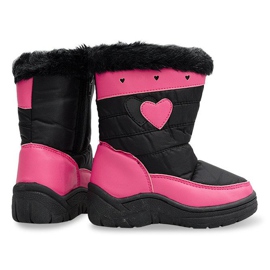 Botas de neve infantis quentes DF86 pretas preto rosa 4