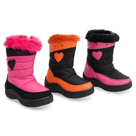 Botas de neve infantis quentes DF86 pretas preto rosa 1
