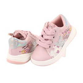 Calçados esportivos estrela American Club GC15 para meninas rosa cinza 4