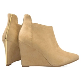 Bombas de cunha de camurça TL01-1 bege 1