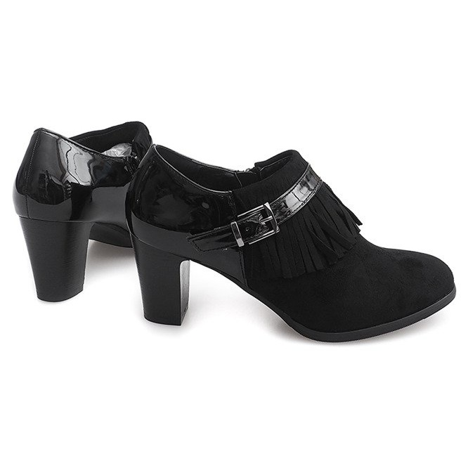 Botas no salto boho franja 6660 preto 1