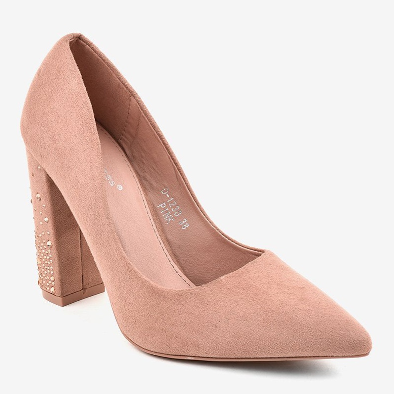 Bombas de camurça rosa no pilar D-1230 1