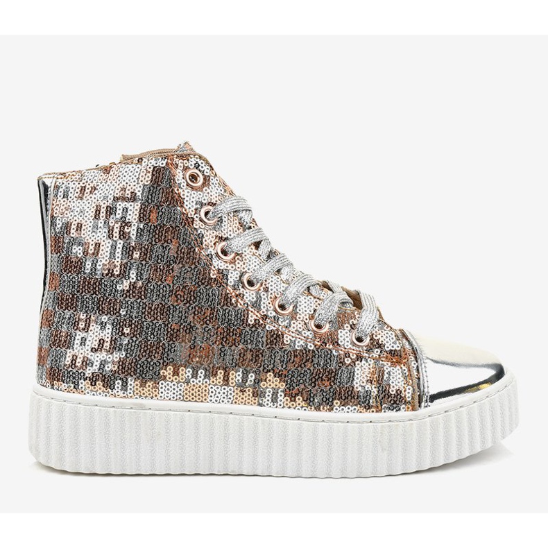 Tênis prateado em plataforma com zíperes de 1761 cinza 2