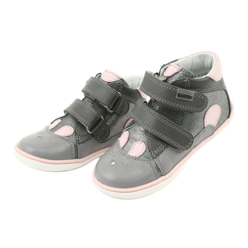 Botas de velcro coelho Bartek 11702 rosa cinza 3