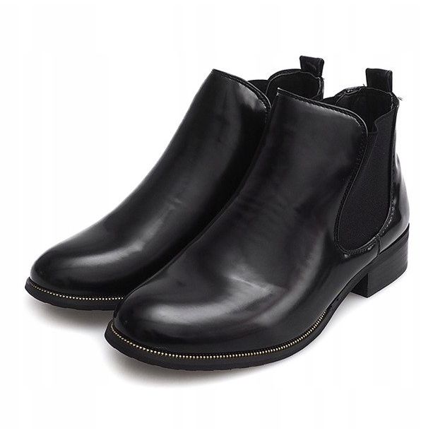 Botas Lacadas Com Elástico QQ48A Preto 1