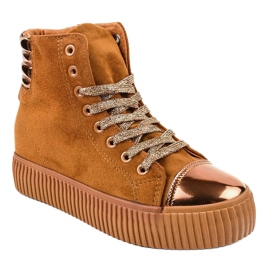 Tênis plataforma feminino marrom TL-53 1