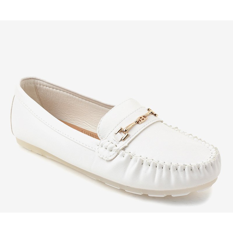 Mocassins de bailarina de couro ecológico branco FM3102A 1