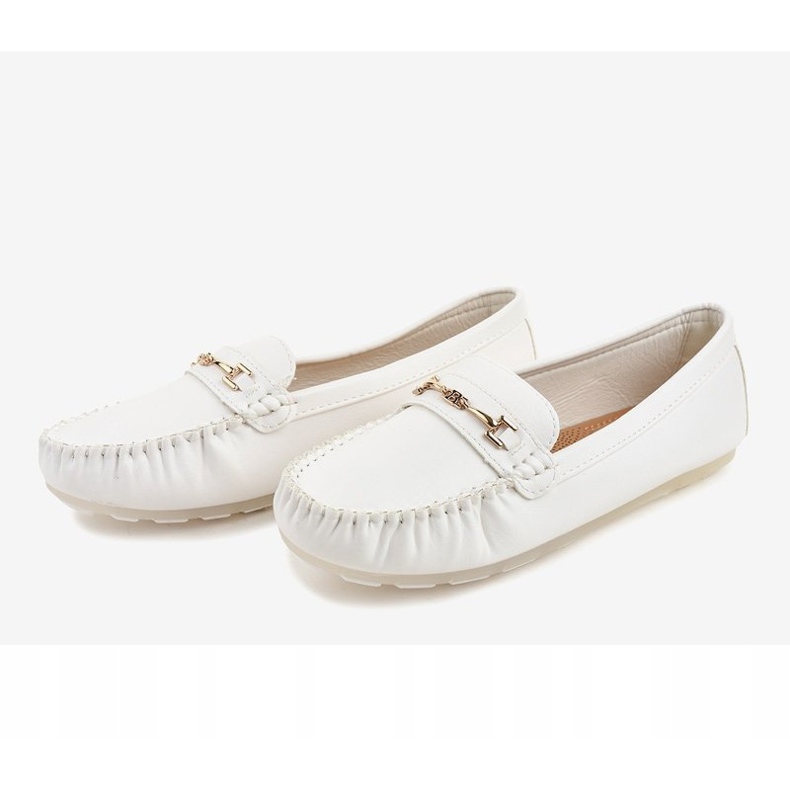 Mocassins de bailarina de couro ecológico branco FM3102A 2