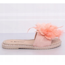Chinelos femininos rosa com penas CK131P rosa 1