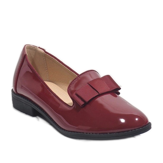 Mocassins vermelhos femininos com laço F158 1