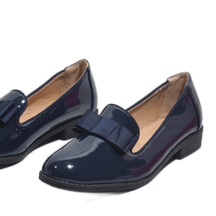 Mocassim feminino azul marinho com laço F158 1