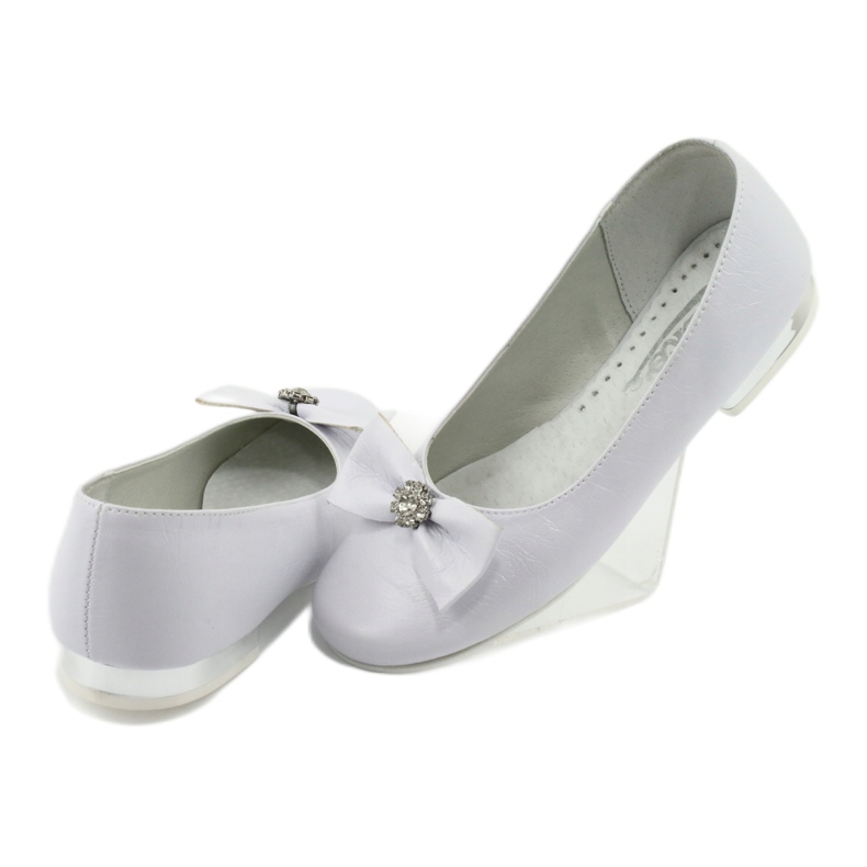 Ballerinas de meninas Miko White Miko 800 com um arco branco 4 Ballerinas de meninas Miko White Miko 800 com um arco branco 4