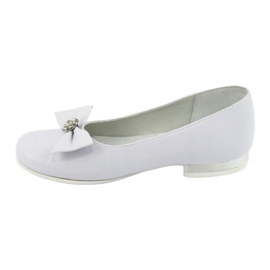 Ballerinas de meninas Miko White Miko 800 com um arco branco 2 Ballerinas de meninas Miko White Miko 800 com um arco branco 2
