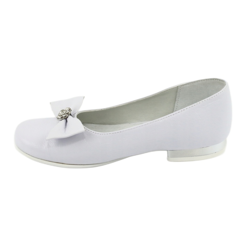 Ballerinas de meninas Miko White Miko 800 com um arco branco 2 Ballerinas de meninas Miko White Miko 800 com um arco branco 2