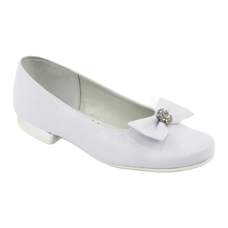 Ballerinas de meninas Miko White Miko 800 com um arco branco 1
