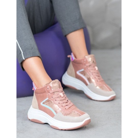 Ideal Shoes Botas altas na plataforma rosa multicolorido 1