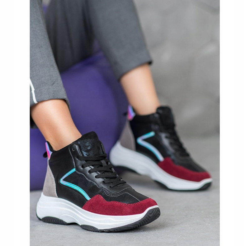 Ideal Shoes Botas altas na plataforma preto multicolorido 1