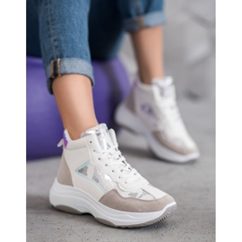 Ideal Shoes Botas altas na plataforma branco marrom multicolorido 2