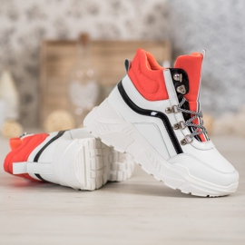 Ideal Shoes Botas da moda branco laranja multicolorido 1