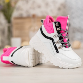 Ideal Shoes Botas da moda branco rosa multicolorido 1
