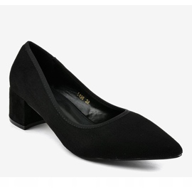 Bombas de camurça preta no pilar L436 preto 1