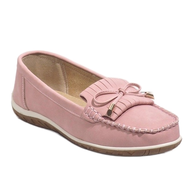 Mocassins de bailarina com franjas rosa MDM126 1