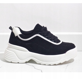 Tênis esportivos preto de couro ecológico 7917-Y 1