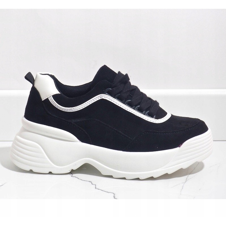 Tênis esportivos preto de couro ecológico 7917-Y 1