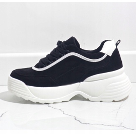 Tênis esportivos preto de couro ecológico 7917-Y 2