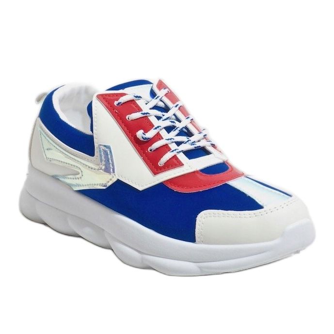 Tênis esportivos branco feminino W-3112 azul multicolorido 1