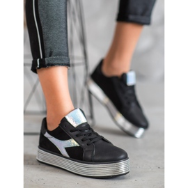 Ideal Shoes Tênis com efeito Holo preto amarelo 1