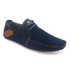 Mocassins de couro com cordões MA18 azul marinho azul-marinho 1