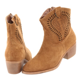 M.Daszyński Botas de cowboy femininas casuais Daszyński 1921, camurça castanho 4